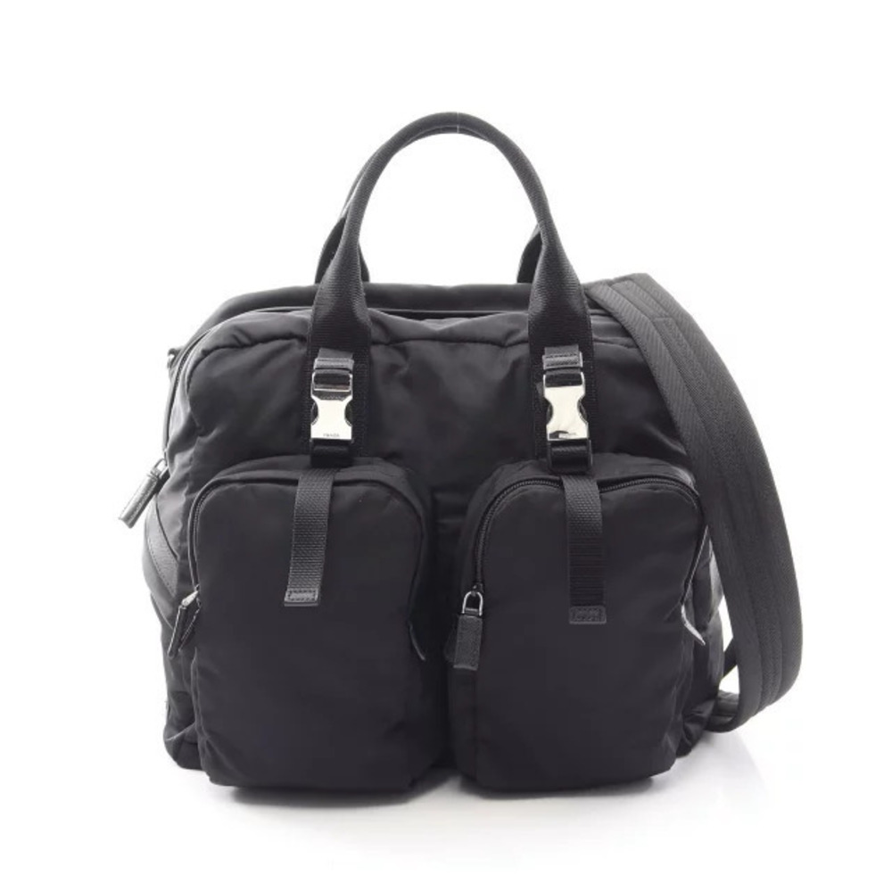 Prada Tessuto Boston Bag Saffiano Leather Black